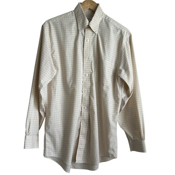 Brooks Brothers Mens Shirt S Yellow Check Button Up Preppy Classic Office Travel - Picture 1 of 11